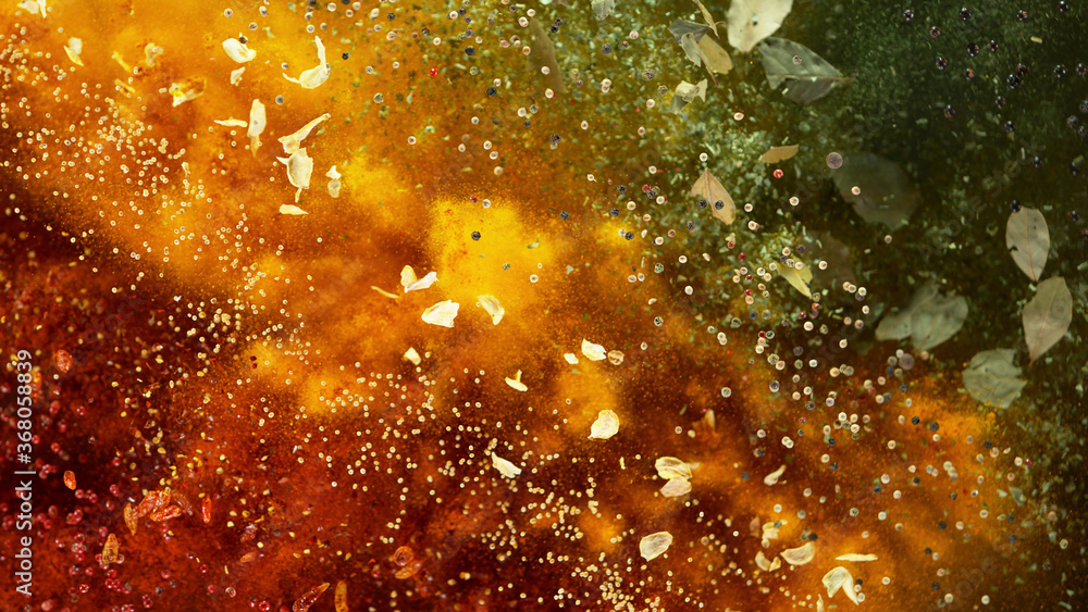 Freeze motion of spice explosion Freeze motion of spice explosion