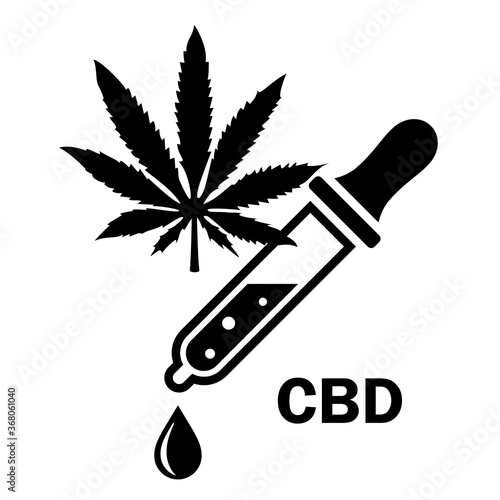 Cbd oil and cannabis leaf icon