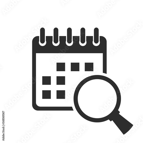 Event search in calendar vector icon