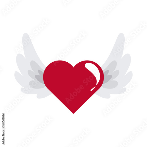winged love heart romantic passion sweet flat style icon