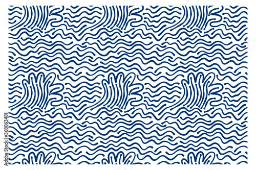 Seamless pattern of blue stormy waves. Design for backdrops with sea, rivers or water texture.