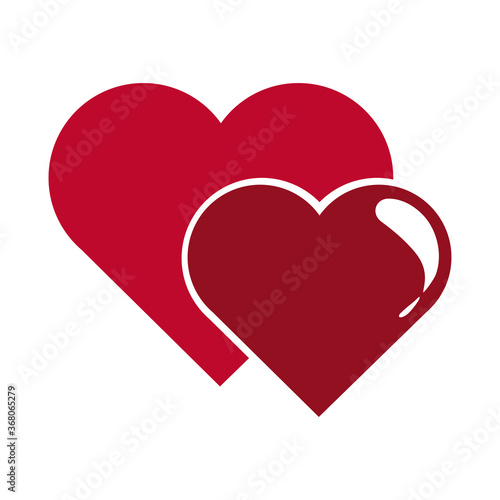 love hearts romantic passion feeling together flat style icon