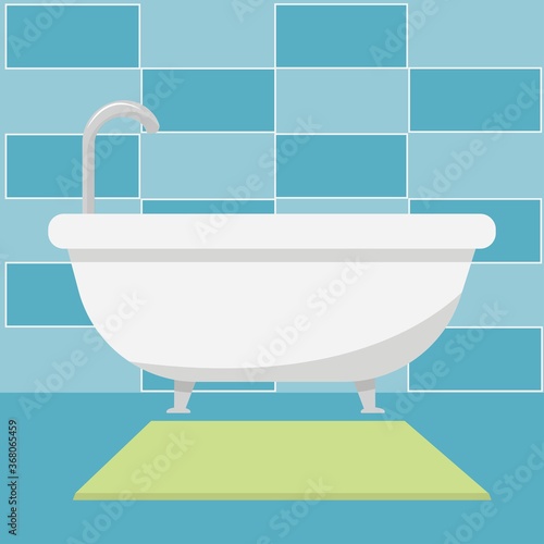 Empty bathe, bathroom interior, cleaning, hygiene concept stock vector illustration. Editable, isolated clipart, composition. Bright and modern.