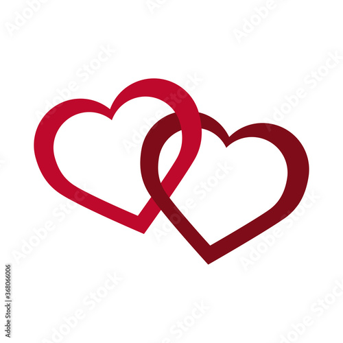 love two hearts entwined romantic passion emotions flat style icon