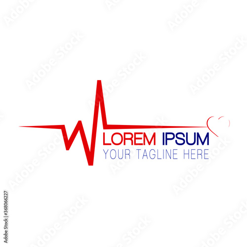 Beautiful cardiology illustration vector logo design health care and medical symbols cardiogram heart beating sign pharmacy company vector logo.