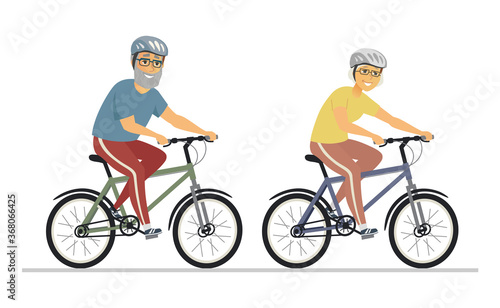 Senior people cycling - flat design style illustration