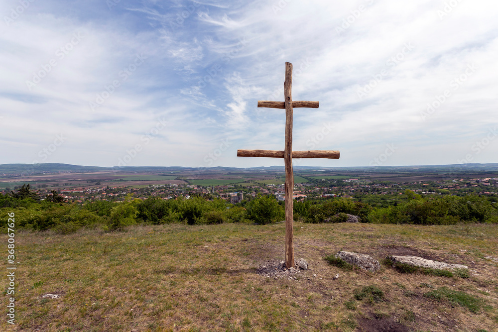 Two-barred cross near the village of Zsambek, Hungary