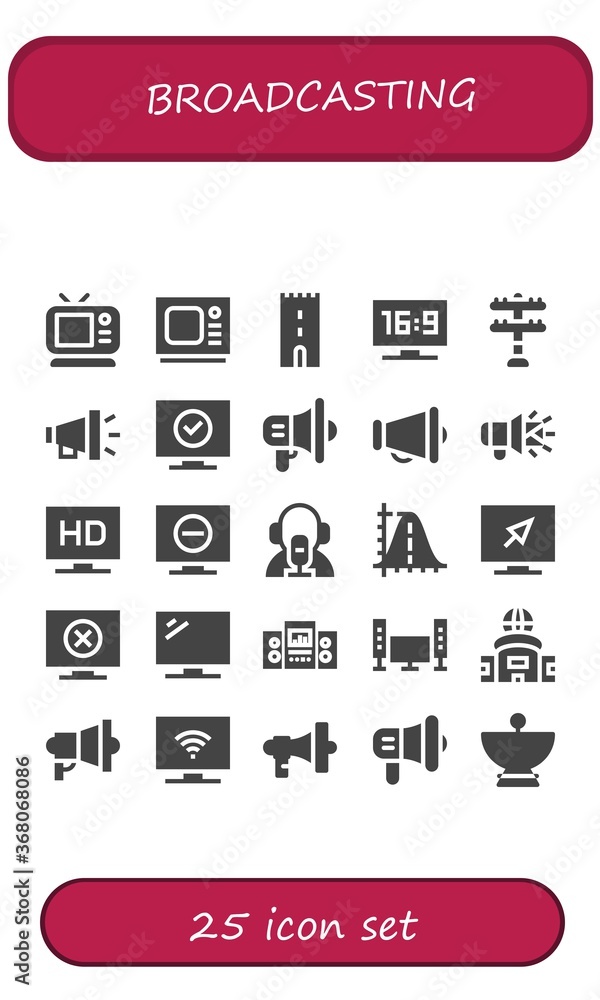 Modern Simple Set of broadcasting Vector filled Icons Modern Simple Set of broadcasting Vector filled Icons
