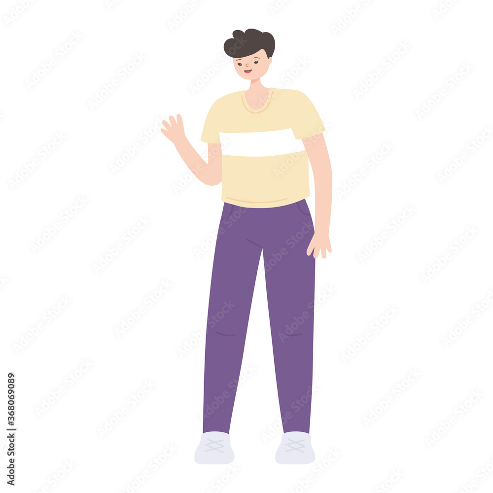 young man character cartoon standing isolated icon design