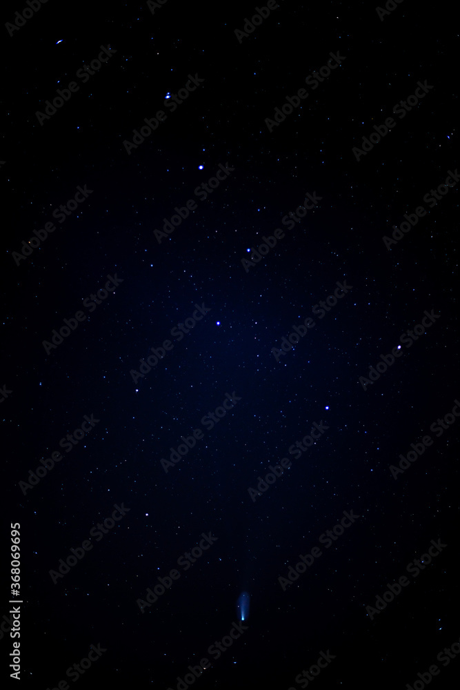 Fototapeta premium Neowise comet and great bear constellation shine into the night sky 