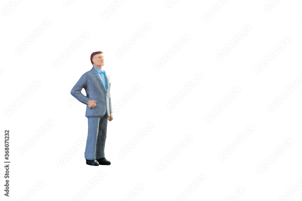 Close up of Miniature businessman and tourist people isolated with clipping path on white background.Elegant Design with copy space for placement your text, mock up for business and travel concept. Close up of Miniature businessman and tourist people isolated with clipping path on white background.Elegant Design with copy space for placement your text, mock up for business and travel concept.