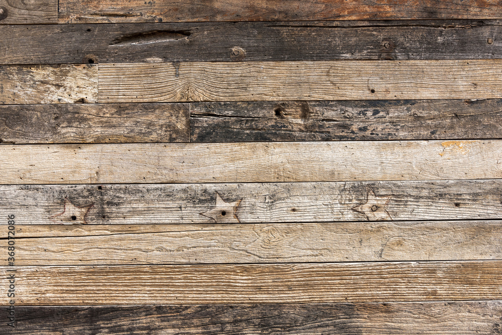 Naklejka premium Wodden pattern of classic wood plank wall texture background. Retro decoration material for classical building