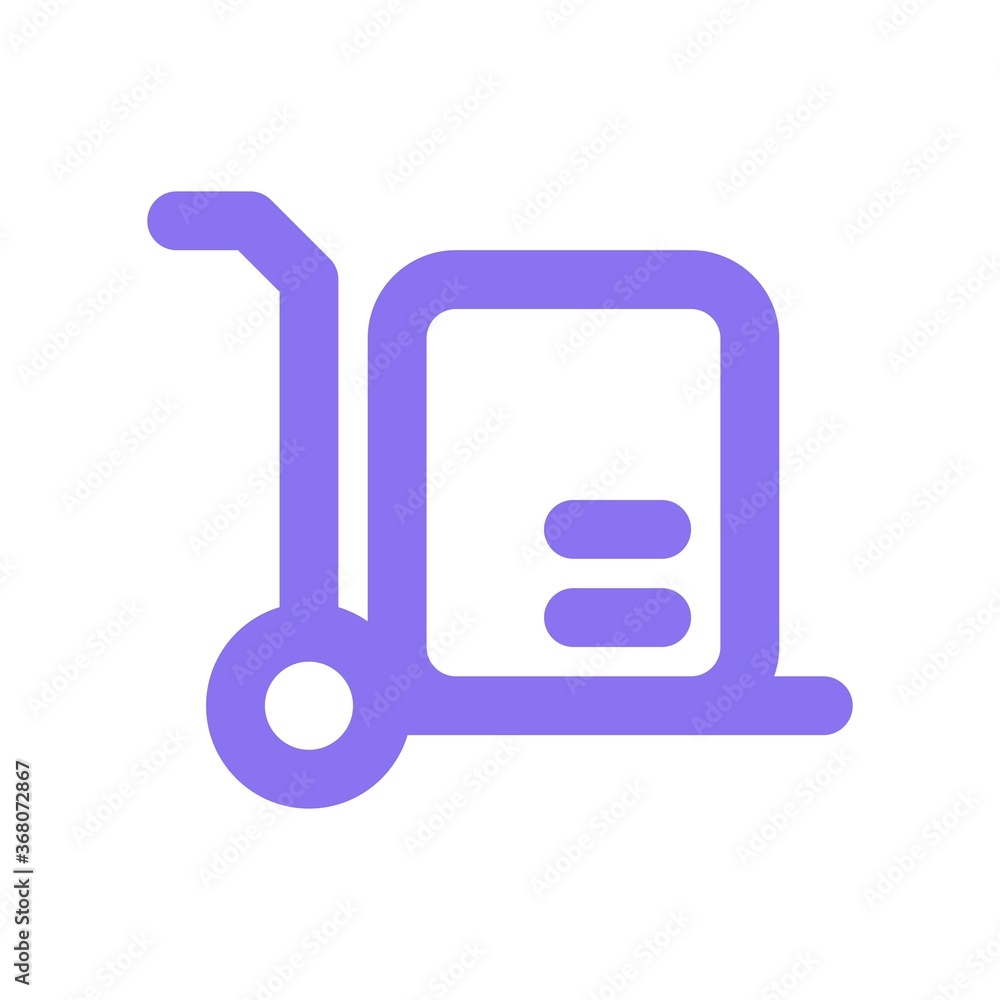 Parcel box delivery on hand truck icon illustration. Cargo shipment sign.