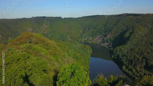 Ruins of Montclair Castle above Saar River near Mettlach, Saarland, Germany photo