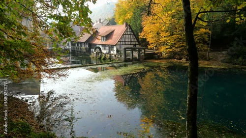 Wallpaper Mural Water Mill at Blautopf Spring, Blaubeuren, Swabian Alb, Baden-Wurttemberg, Germany Torontodigital.ca