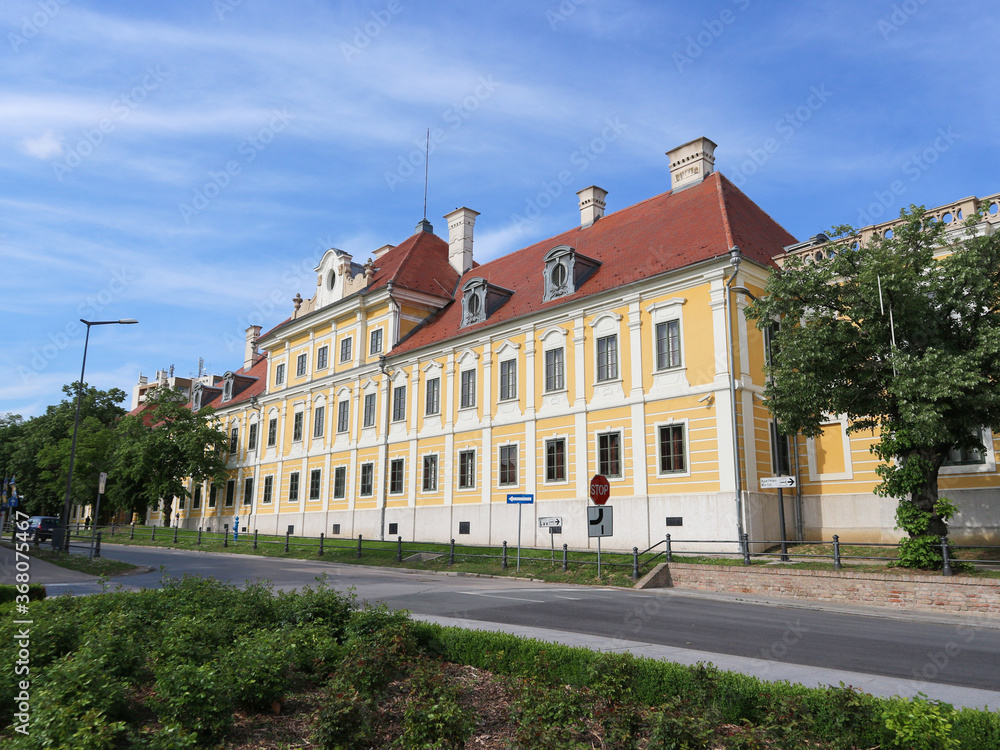 Vukovar/Croatia-June 19th,2019: Beautiful Eltz Manor in town of Vukovar, completely restored after being destroyed in Croatian War of independence