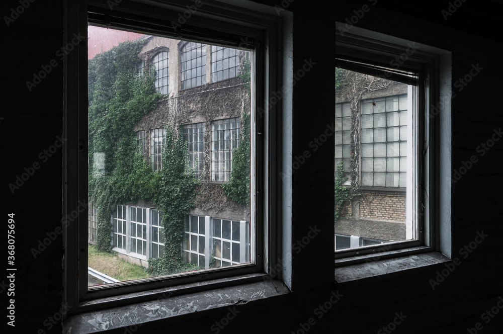 Fototapeta premium Old industry through window, Sweden.