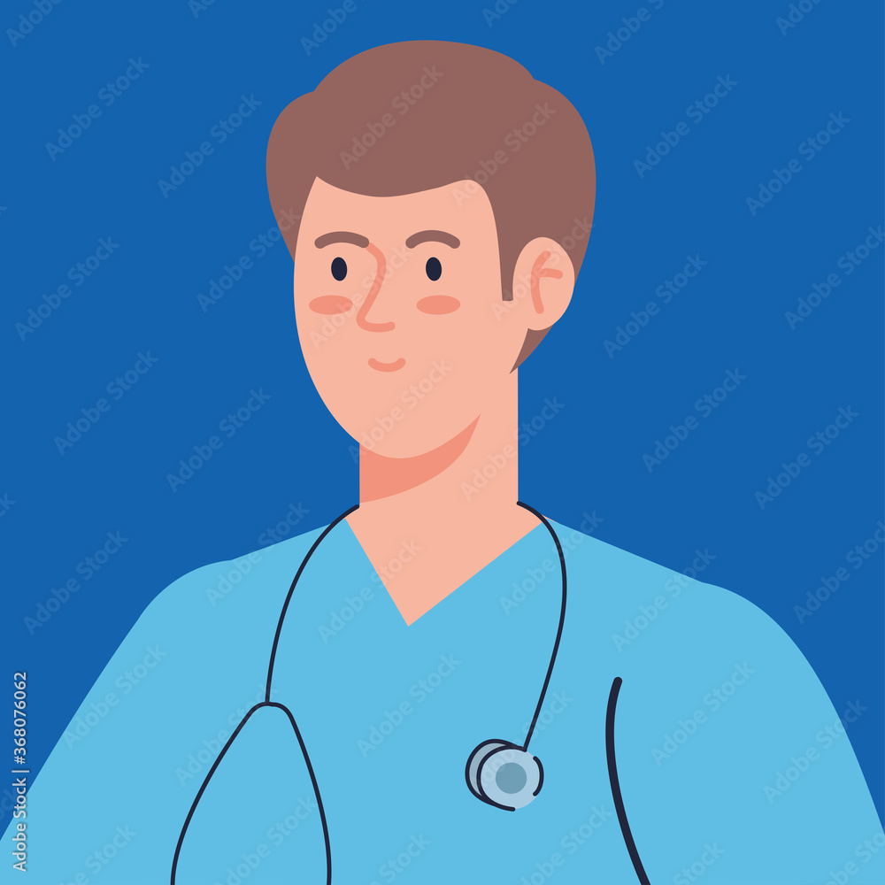 professional doctor with stethoscope and uniform, man doctor, hospital worker vector illustration design