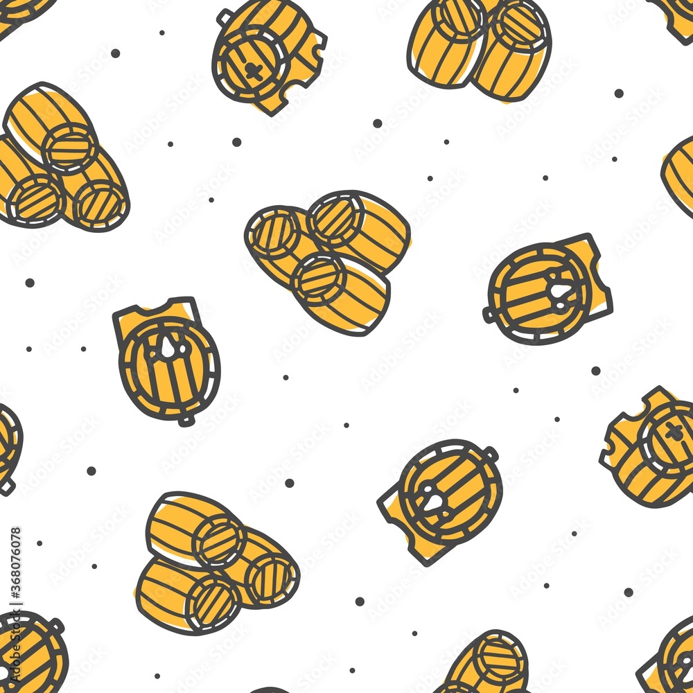 Pattern with barrel for beer, wine and whisky Pattern with barrel for beer, wine and whisky