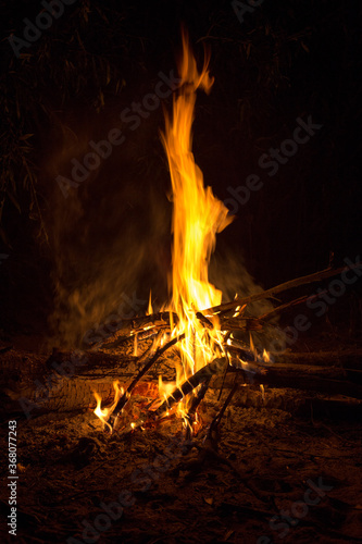 Campfire fire in the night