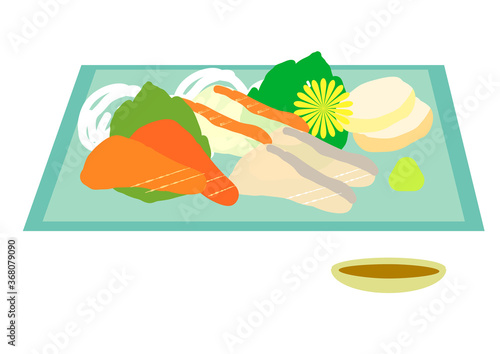 上品な和食のイラスト　お刺身盛り合わせ