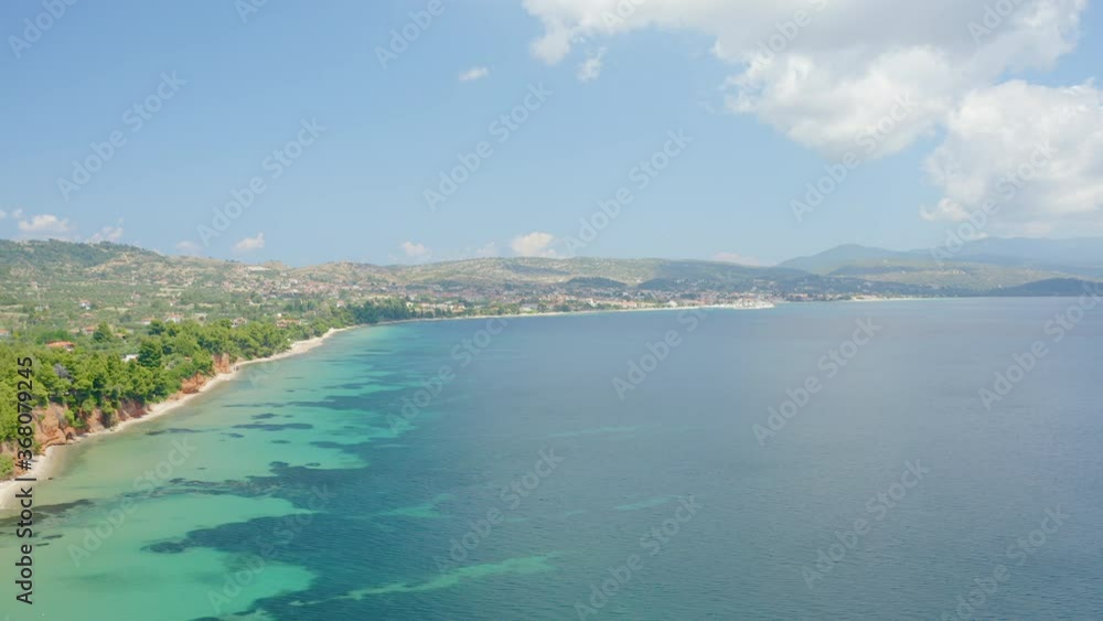 Aerial shot of a beautiful landscape in Nikiti, Sithonia Halkidiki, Greece Aerial shot of a beautiful landscape in Nikiti, Sithonia Halkidiki, Greece