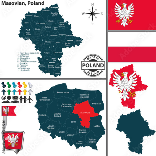 Map of Masovian, Poland photo