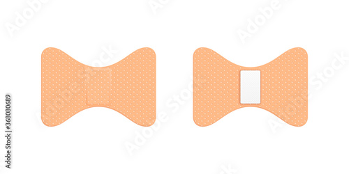 Vector 3d Realistic Medical Patch Icon Set Closeup Isolated on White Background. Design Template Adhesive Bandage Elastic Medical Plasters. Top View