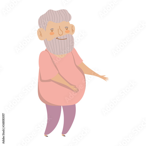 grandparents day, grandpa standing character cartoon isolated icon design