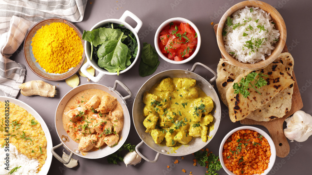 set of indian food- top view