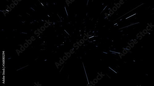 space flight through the warp, warp engine, warping, at tremendous speed through space and time 3d render