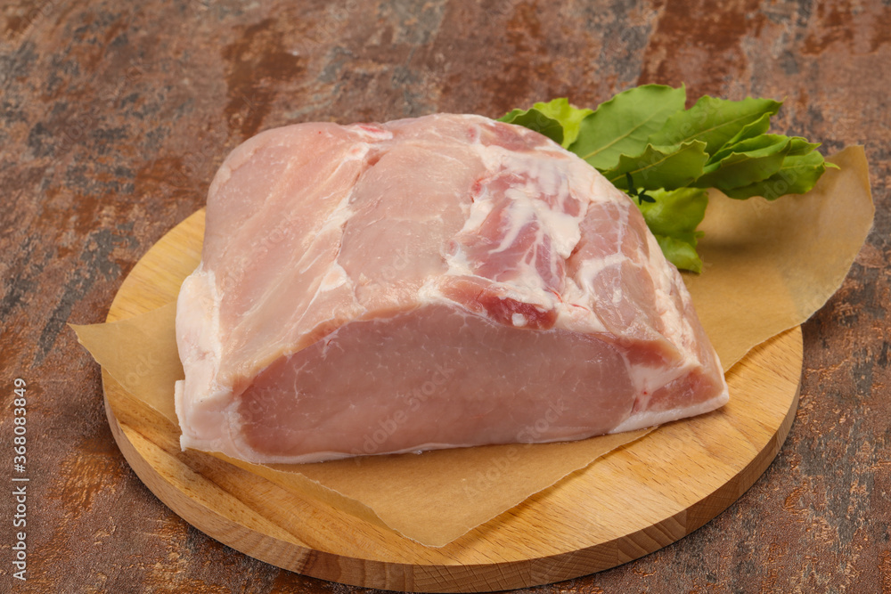 Raw pork meat piece for cooking