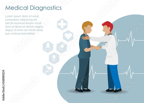 Medical diagnostics, doctor consultation concept. Doctor take care and encourage patient after medical examination. Idea for hospital,healthcare and medical service.
