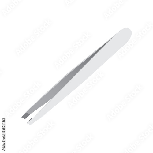 Tweezers, Tweezer Vector, Tweezer Icon, Eyebrow Tweezer, Silver Stainless Steel Face Eyebrow Tweezer Flat Icon Isolated Vector Illustration