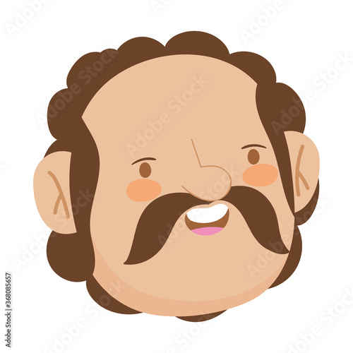 grandparents day, old man grandpa cartoon character face isolated icon design
