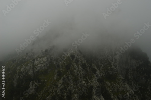 The dramatic landscape of the Picos de Europa mountains in Cantabria and Castile and León in Spain