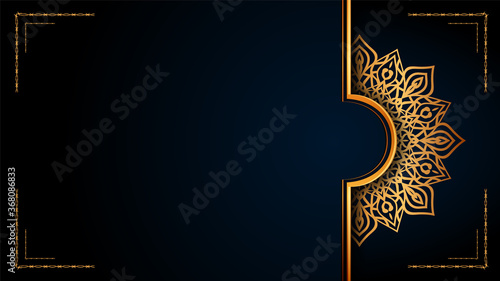 Luxury ornamental mandala Islamic background with golden arabesque patterns.