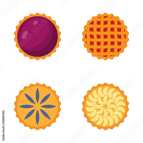 Set pie cartoon icon isolated on white background. Vector illustration