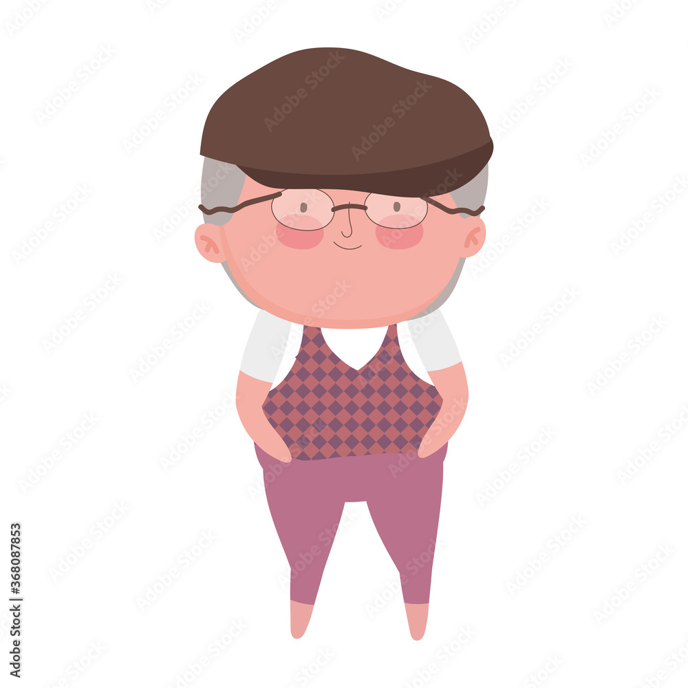 grandparents day, cartoon grandfather character family isolated icon design white background grandparents day, cartoon grandfather character family isolated icon design white background