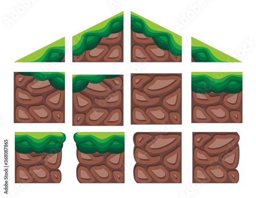 vector illustration of stone texture, in cartoon style and tileable,
Useful for Website and Print backgrounds, game element and tileset
it can be used for game background too.
