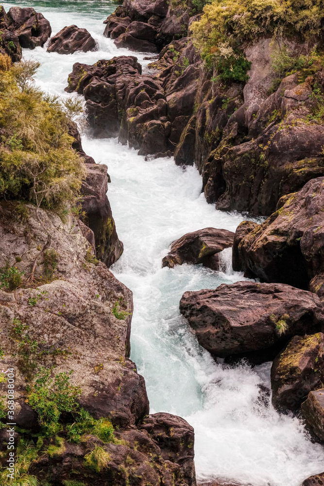 Aratiatia Rapids after opening the gates of dammed Waikato River Aratiatia Rapids after opening the gates of dammed Waikato River