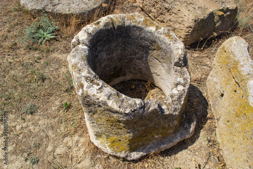 An ancient stone pipe from the cave cities of the Crimea. 