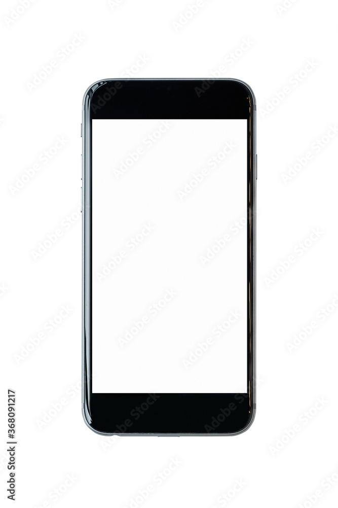 Smartphone with blank white screen and copy-space on white background. Smartphone with blank white screen and copy-space on white background.