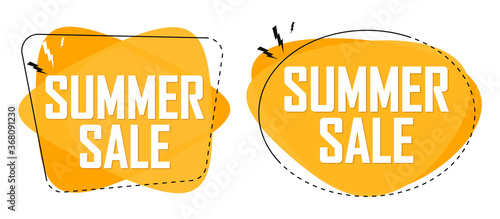 Summer Sale, set bubble banners design template, discount tags, app icons, vector illustration
