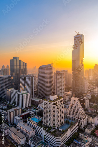 Cityscape view of Bangkok modern office business building in business zone at Bangkok,Thailand. Bangkok is the capital of Thailand and Bangkok is also the most populated city in Thailand.