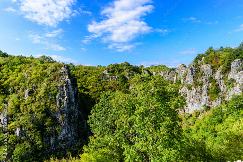 The nature of the Zagori region of Greece, mountains, hills, gorges and geological formations called 