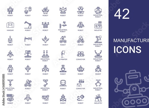 manufacturing icons set