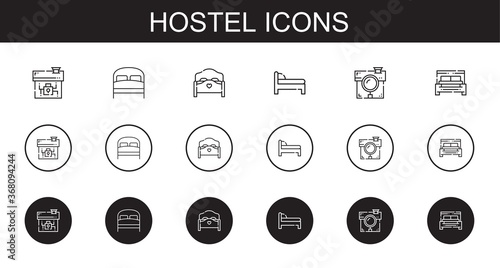 hostel icons set