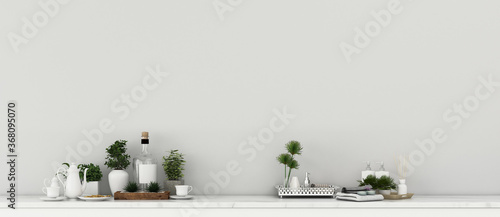 Kitchen space in house. empty room with kitchen . classic interior design. -3d rendering © Amon