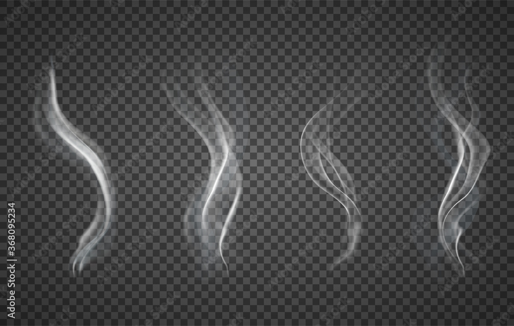 Assorted realistic plumes of smoke on a transparent background for ...